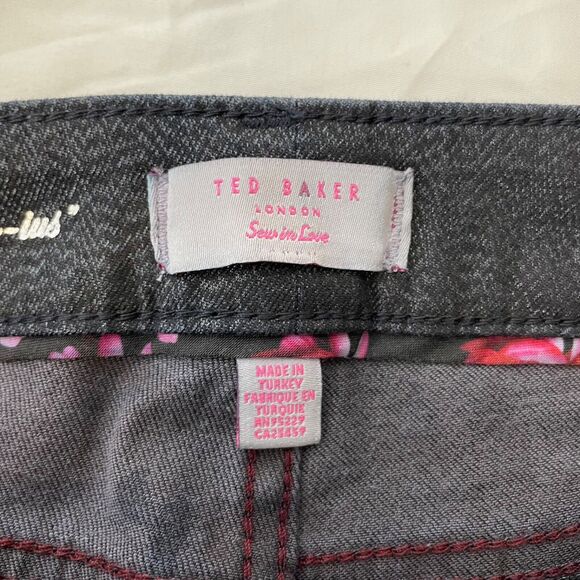 Ted Baker Sew In Love Black Metallic Ankle Skinny Jeans Women’s - Picture 5 of 10